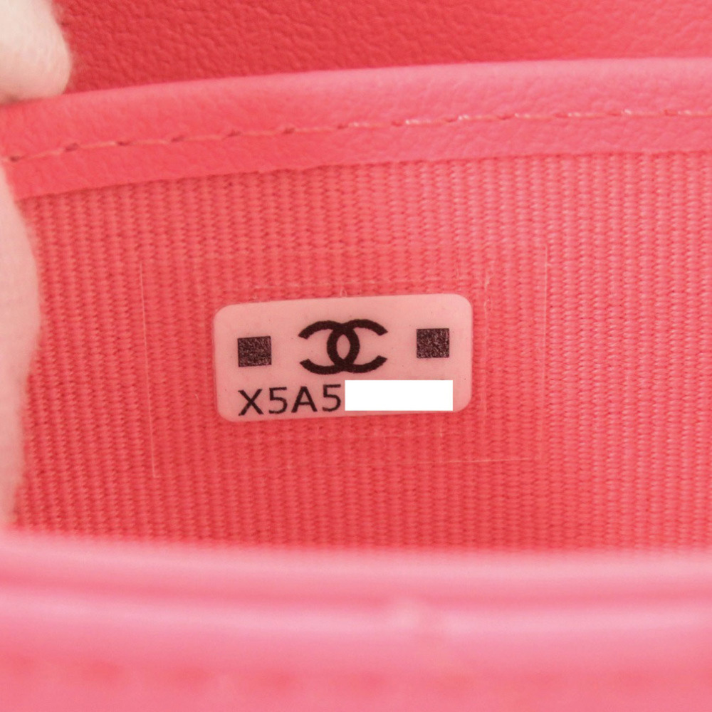 CHANEL Authentic Pink Lambskin Leather Logo Wallet - Picture 10 of 10